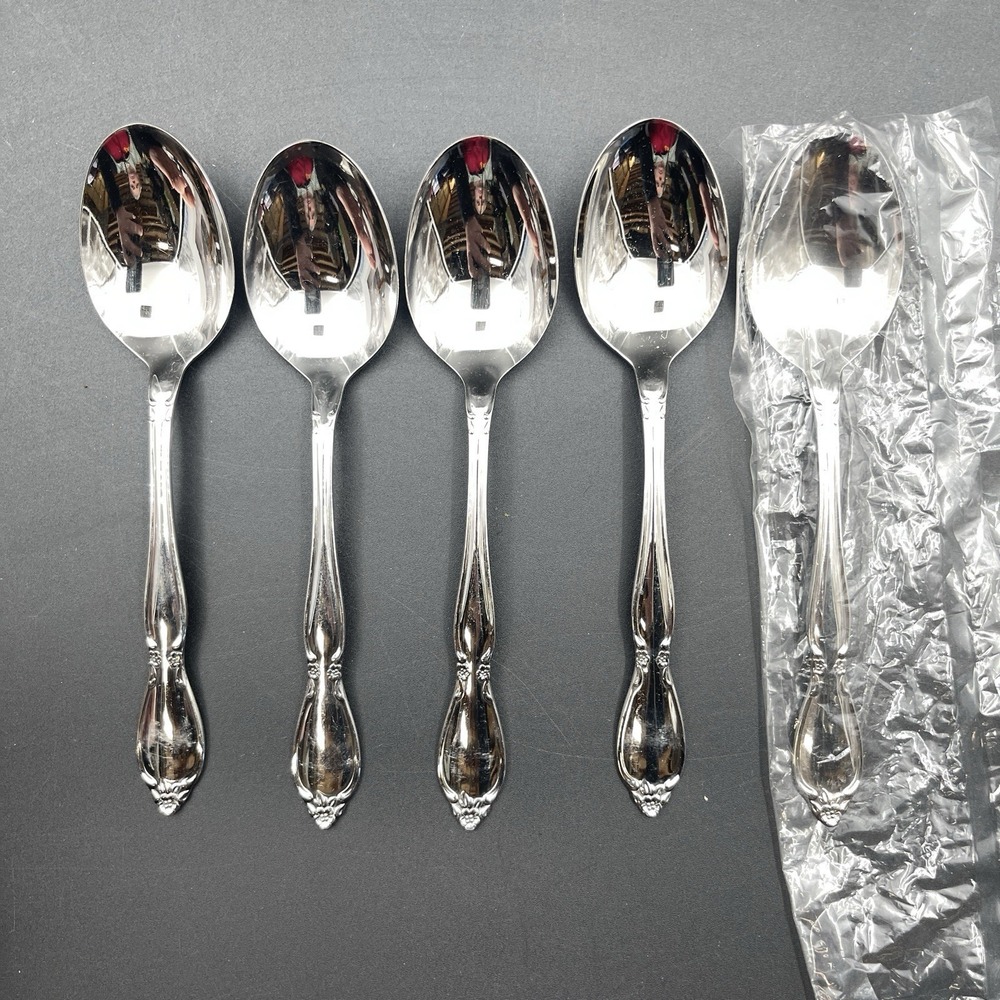 Lot of 5 Oneida Community Chantelaine Stainless Oval Soup Spoons Flatware